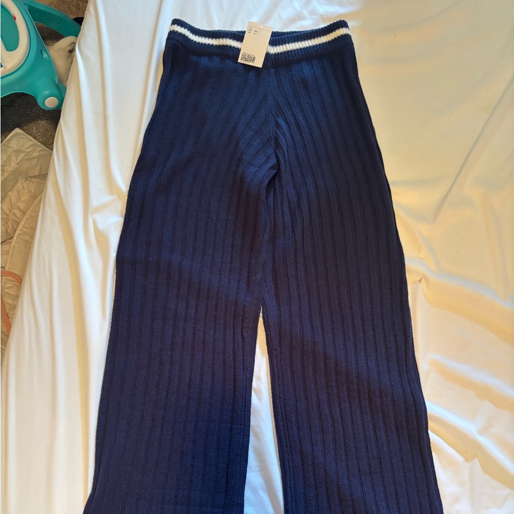 H&M Navy Ribbed Knit Pants